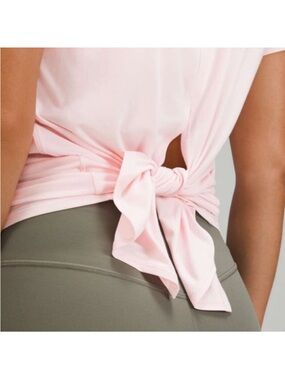 Lululemon Modal Open Up Tie Back T-Shirt in Strawberry Milkshake Sz-4
